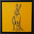 Original handpainted artwork of Wild Atlantic Hare in Connemara on mustard background